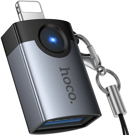 OTG Lightning-adapter - USB-A HOCO UA46, Grijs