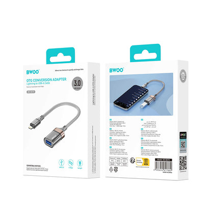 OTG Lightning - USB-A BWOO BZ70 Adapter, Gri