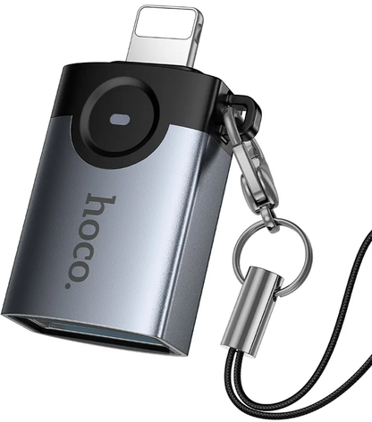 OTG Lightning-adapter - USB-A HOCO UA46, Grijs