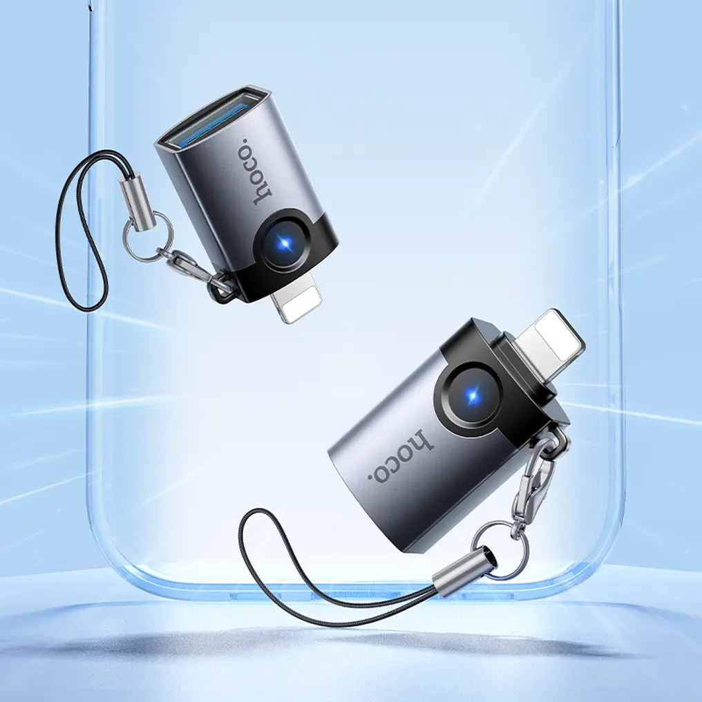 OTG Lightning-adapter - USB-A HOCO UA46, Grijs