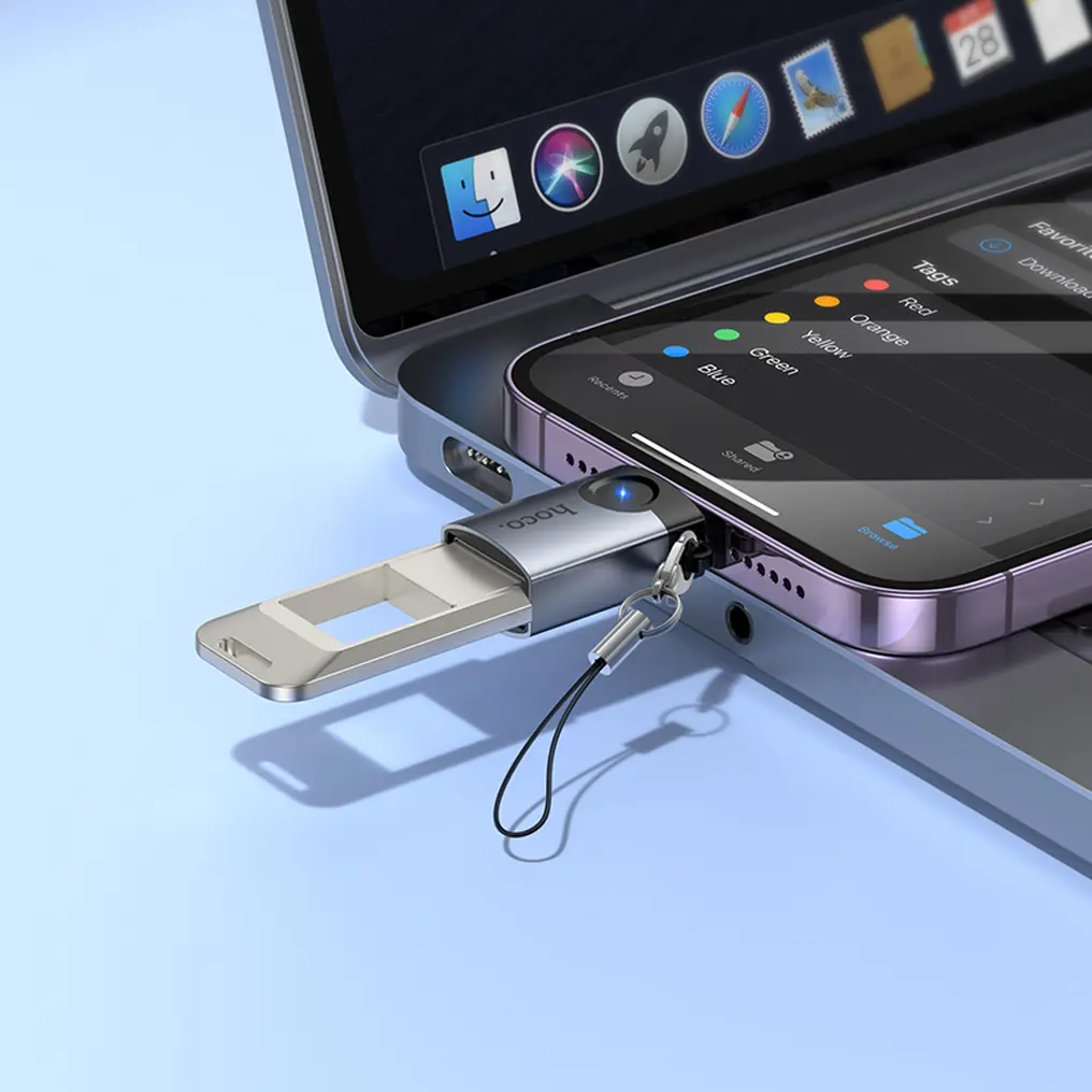 OTG Lightning-adapter - USB-A HOCO UA46, Grijs