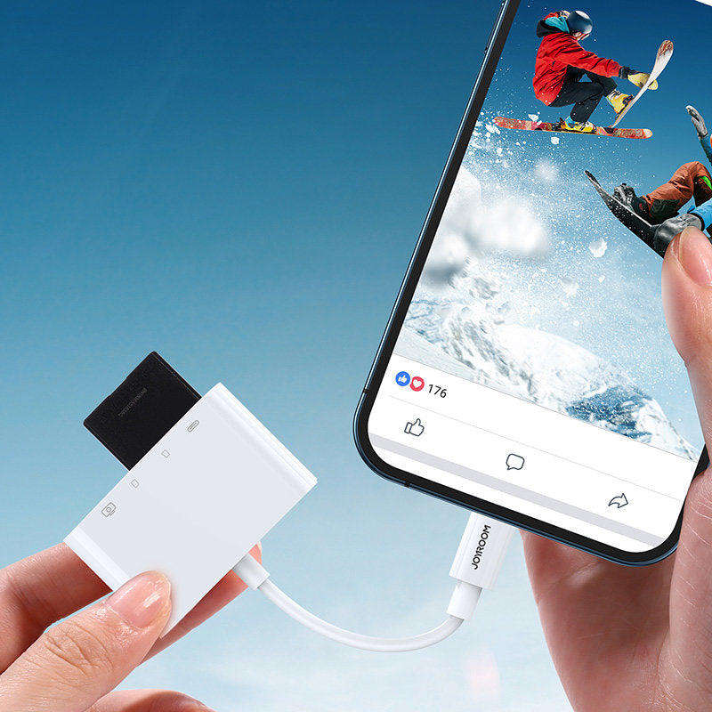 Joyroom OTG Lightning - USB-A / microSD, Wit S-H142