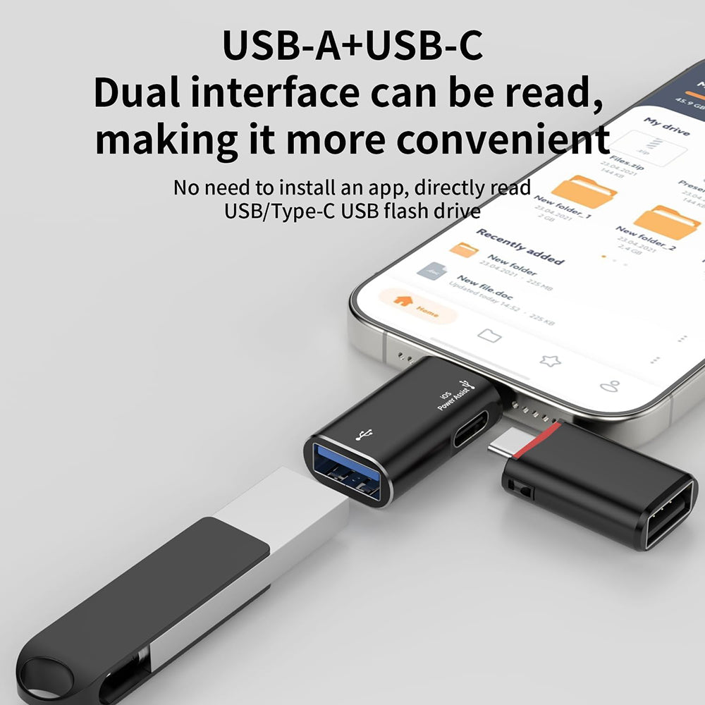 OTG Lightning - USB-A Techsuit A18 AluVoltX Adapter, Zwart