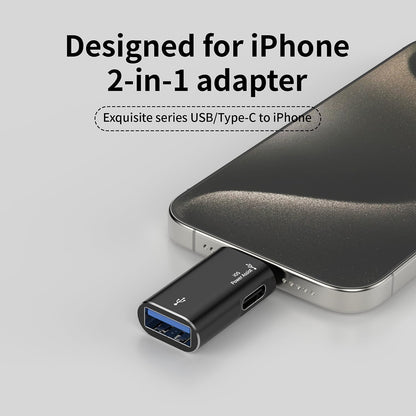 OTG Lightning - USB-A Techsuit A18 AluVoltX Adapter, Zwart