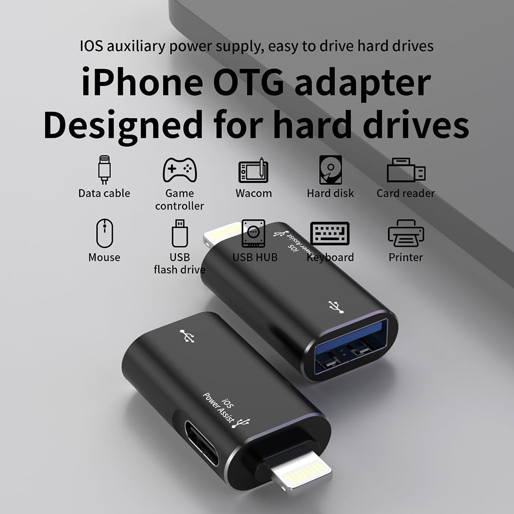 OTG Lightning - USB-A Techsuit A18 AluVoltX Adapter, Zwart