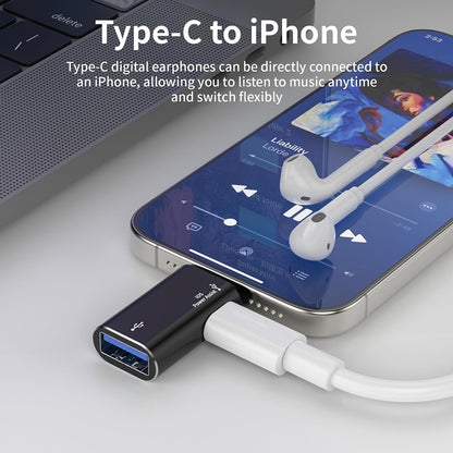 OTG Lightning - USB-A Techsuit A18 AluVoltX Adapter, Zwart
