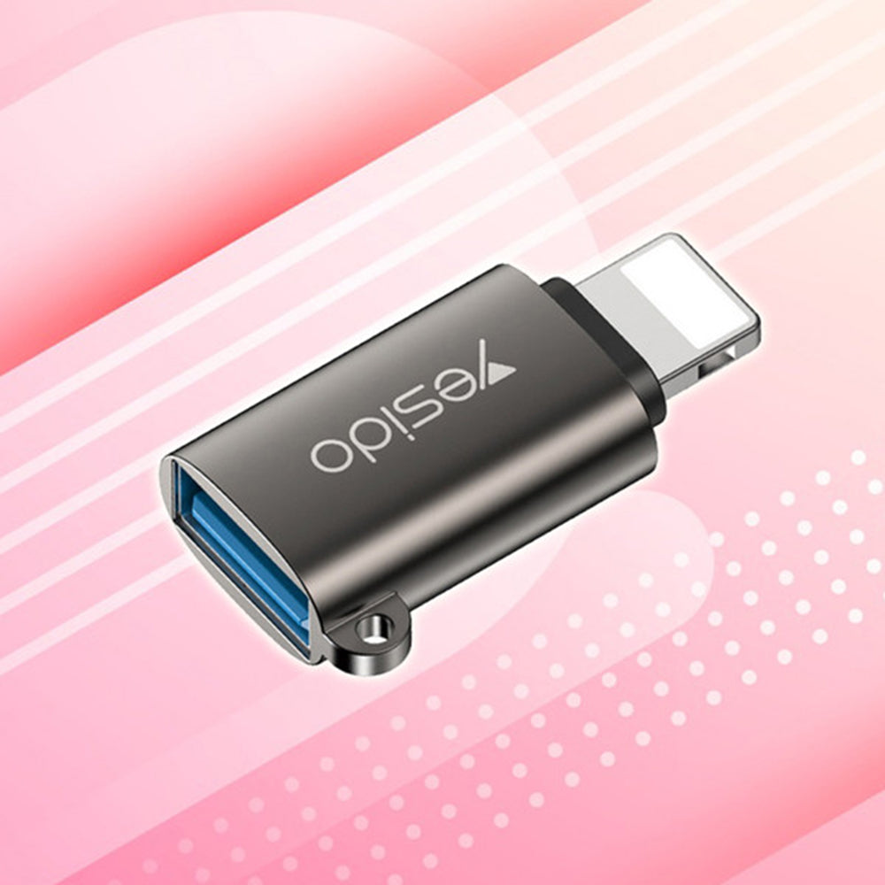 OTG Lightning - USB-A Yesido GS14 Adapter, Zwart