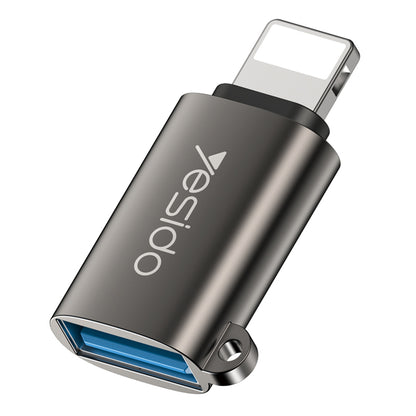 OTG Lightning - USB-A Yesido GS14 Adapter, Zwart
