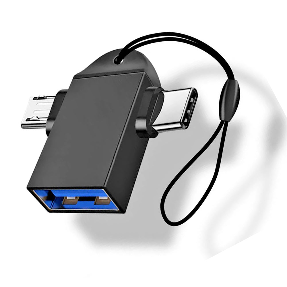 OTG-adapter microUSB / USB-C - USB-A Techsuit A16 TwoVoltX, Zwart