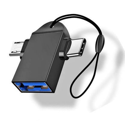 OTG-adapter microUSB / USB-C - USB-A Techsuit A16 TwoVoltX, Zwart