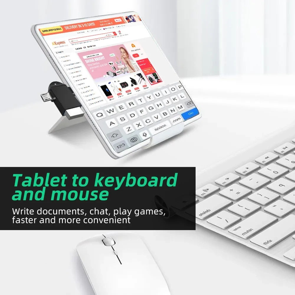 OTG-adapter microUSB / USB-C - USB-A Techsuit A16 TwoVoltX, Zwart