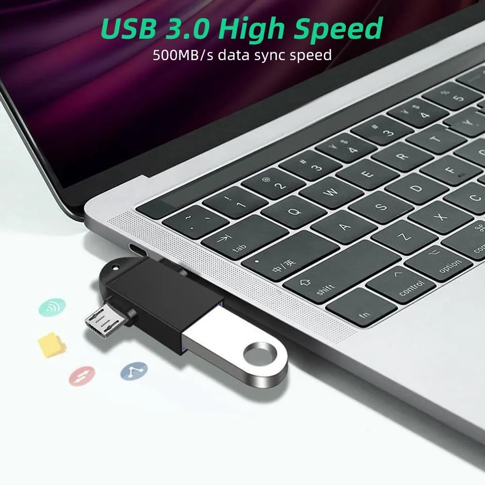 OTG-adapter microUSB / USB-C - USB-A Techsuit A16 TwoVoltX, Zwart