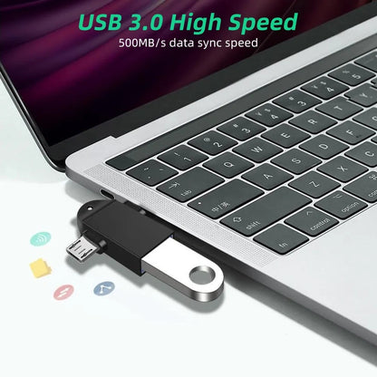 OTG-adapter microUSB / USB-C - USB-A Techsuit A16 TwoVoltX, Zwart