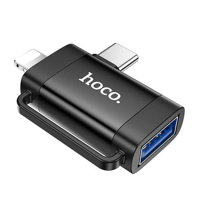 OTG Adapter USB-C / Lightning - USB-A HOCO UA31F, Zwart