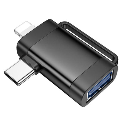 OTG Adapter USB-C / Lightning - USB-A HOCO UA31F, Zwart