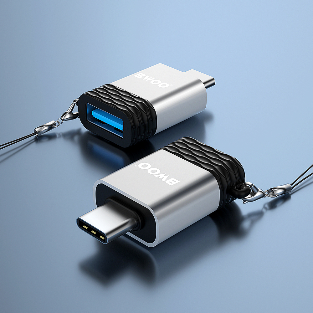 OTG-adapter USB-A - USB-C BWOO BZ-35, Grijs