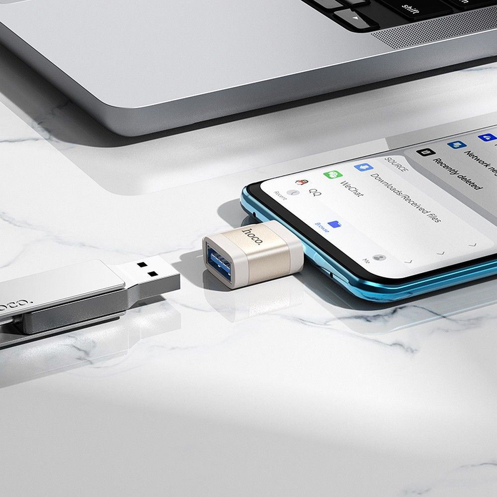 OTG Adapter USB-C - USB-A HOCO UA31C, Grijs