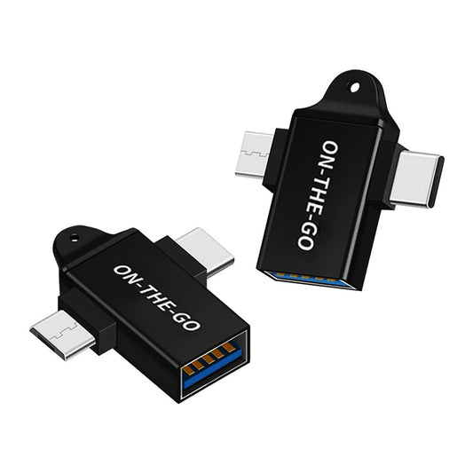 OTG-adapter microUSB / USB-C - USB-A Techsuit A15 AluCoreX, Zwart