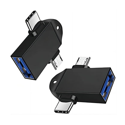 OTG-adapter microUSB / USB-C - USB-A Techsuit A15 AluCoreX, Zwart