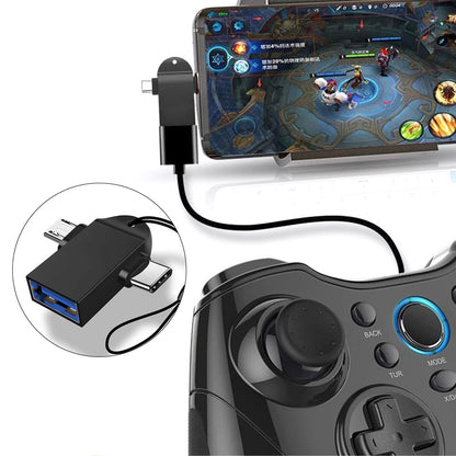 OTG-adapter microUSB / USB-C - USB-A Techsuit A15 AluCoreX, Zwart