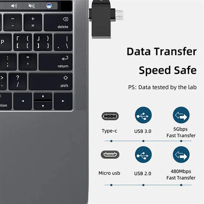OTG-adapter microUSB / USB-C - USB-A Techsuit A15 AluCoreX, Zwart