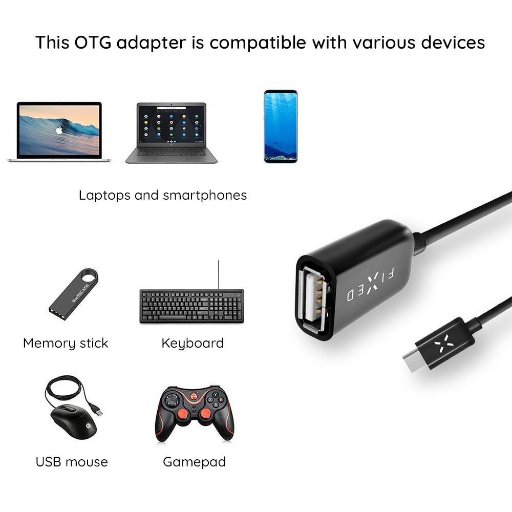 OTG Adapter USB-C - USB-A Fixed, Zwart