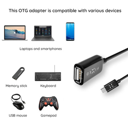 OTG Adapter USB-C - USB-A Fixed, Zwart