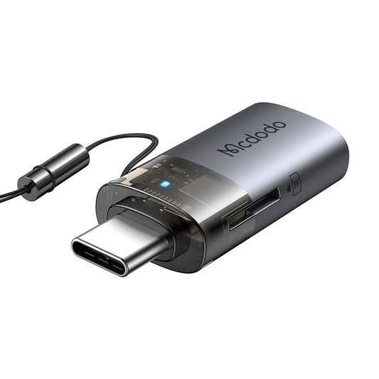 Kaartlezer USB-C McDodo OT-7600, USB-A (OTG) - microSD, Zwart