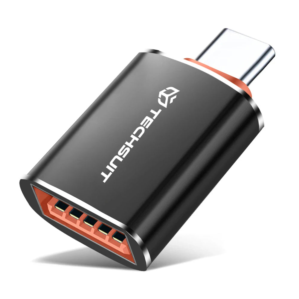 OTG Adapter USB-C - USB-A Techsuit A2 HyperPort, Zwart Oranje