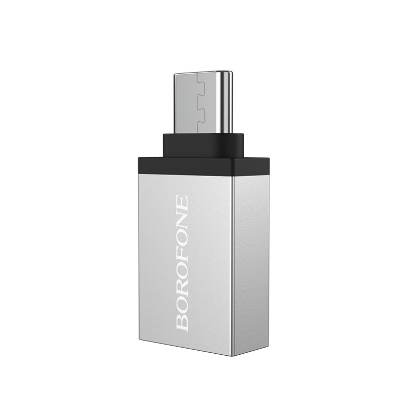 OTG USB-A - USB-C adapter Borofone BV3, Zilver