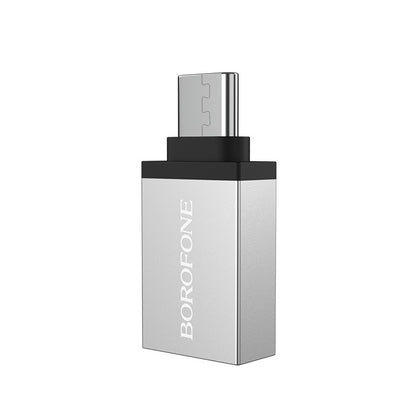 OTG USB-A - USB-C adapter Borofone BV3, Zilver