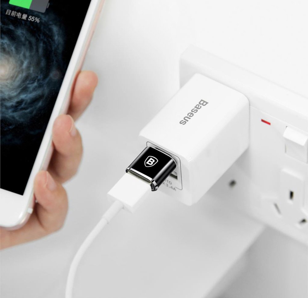 USB-C naar USB-A Baseus OTG-adapter, zwart CATOTG-01