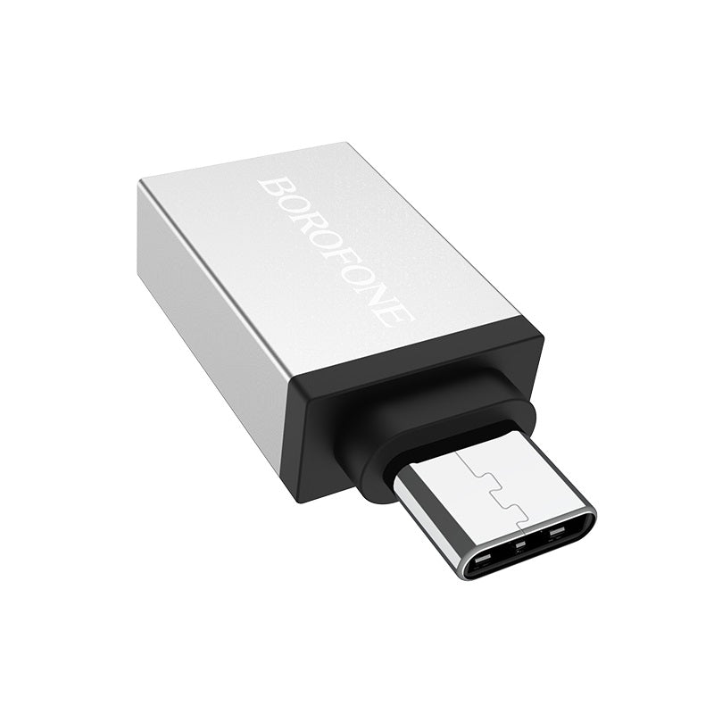 OTG USB-A - USB-C adapter Borofone BV3, Zilver