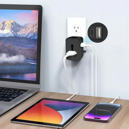 Tech-Protect TA300 Reisadapter EU / UK / US / AU, Zwart