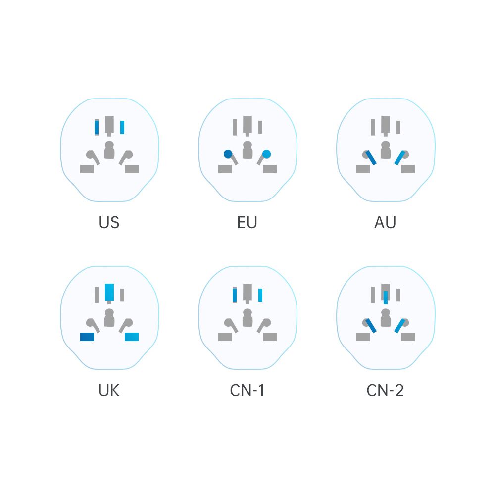 Tech-Protect US / UK / AU / FI / CN - Europe Mains Adapter, White