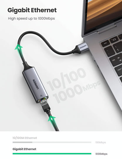 UGREEN CM209 Netwerkkaart, RJ45, USB, Gri