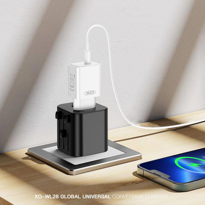 Netwerkadapter XO Design WL28 Travel US / UK / AU / CN / EU, Zwart