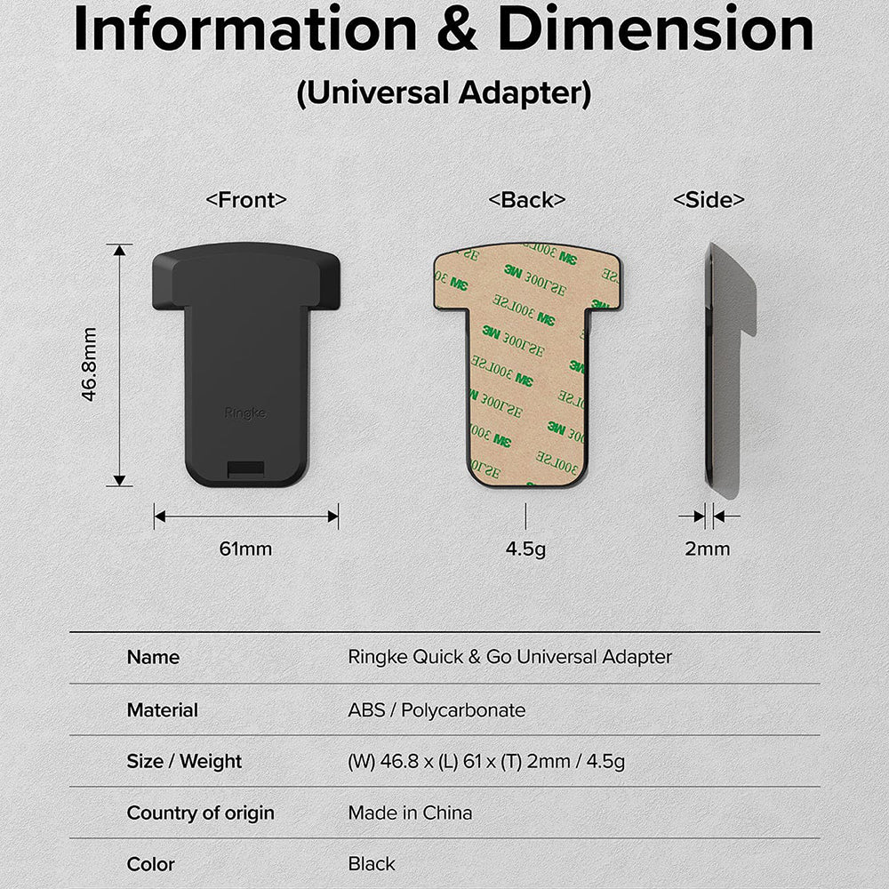 Ringke Quick & Go Telefoonadapter voor Fietssteun, Set van 2 Stuks, Zwart