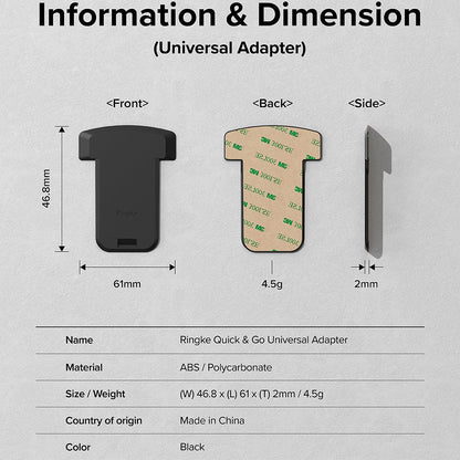 Ringke Quick & Go Telefoonadapter voor Fietssteun, Set van 2 Stuks, Zwart