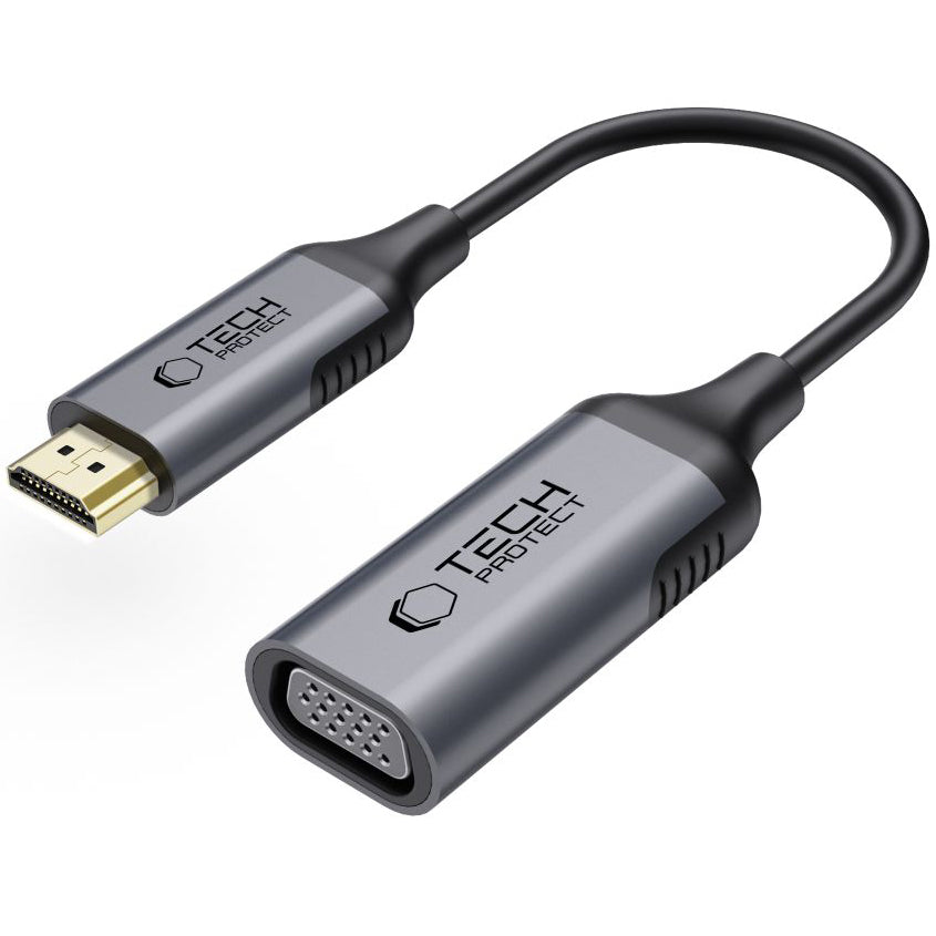 Video Adapter Tech-Protect Ultraboost, VGA - HDMI, 1080P, Zwart