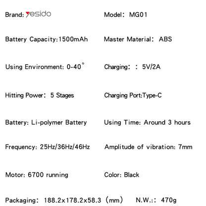 Massageapparaat Yesido MG01, Zwart