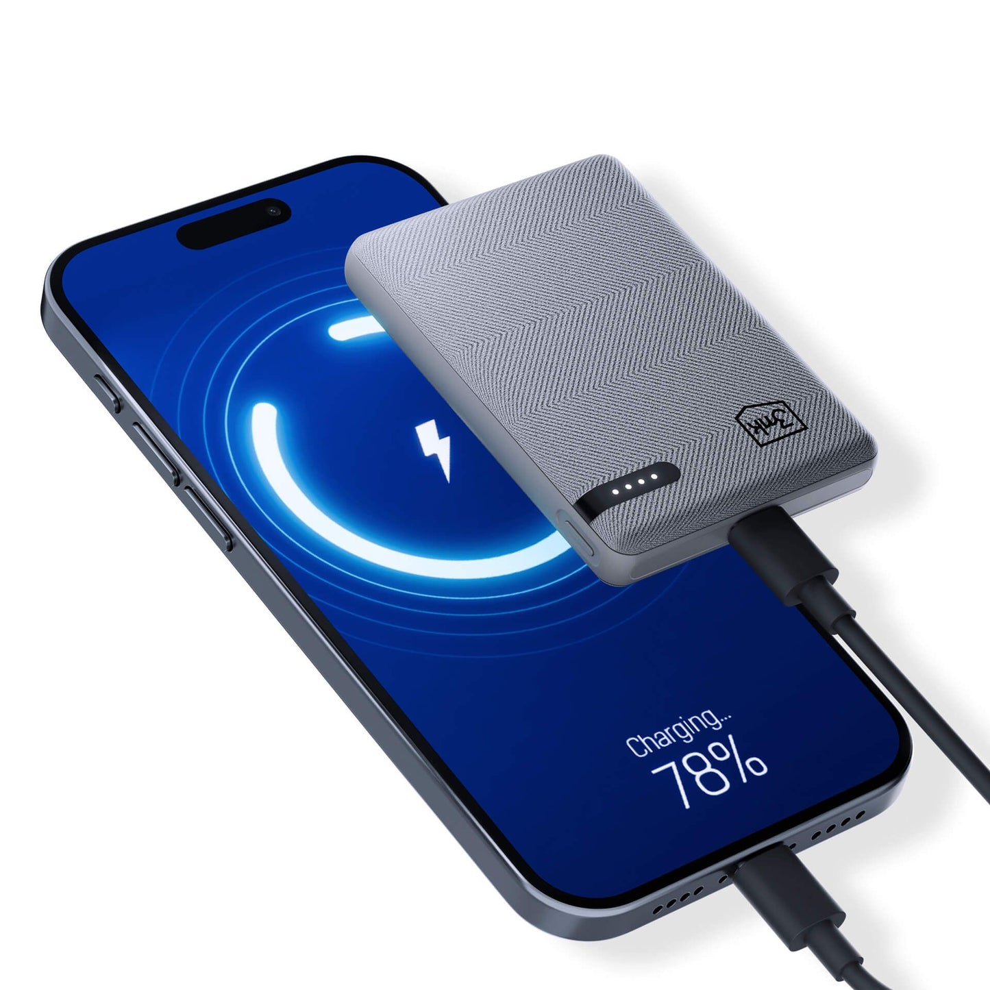 Externe Batterij 3MK Pocket, 5000mAh, 12W, 1 x USB-C, Grijs