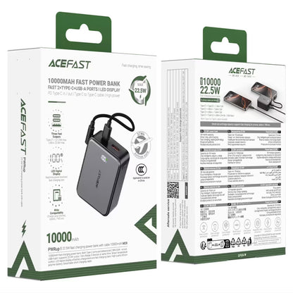 Externe Batterij Acefast M28, 10000mAh, 22.5W, QC + PD, 1 x USB-A - 2 x USB-C, Zwart