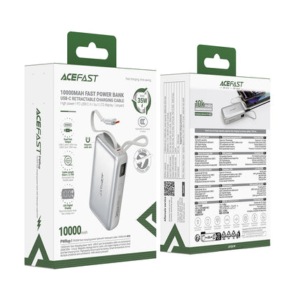 Externe Batterij Acefast M32, 10000mAh, 35W, PD, 2 x USB-C, Zilverkleurig
