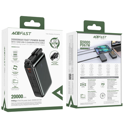 Externe Batterij Acefast M4, 20000mAh, 67W, PD, 1 x USB-A - 2 x USB-C, Zwart