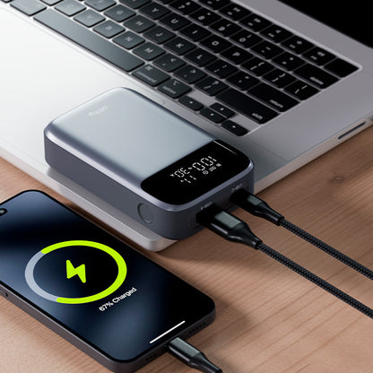 Externe Batterij Allity. APB-200 PocketPower, 10000mAh, 33W, QC + PD, 1 x USB-A - 1 x USB-C, Gri