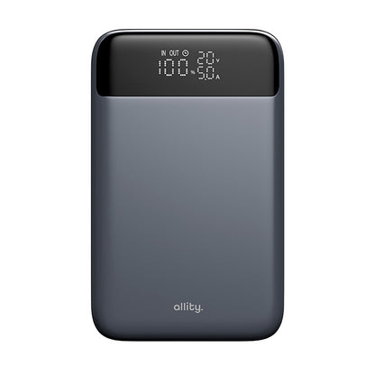Externe Batterij Allity. APB-200 PocketPower, 19200mAh, 130W, QC + PD, 1 x USB-A - 2 x USB-C, Gri