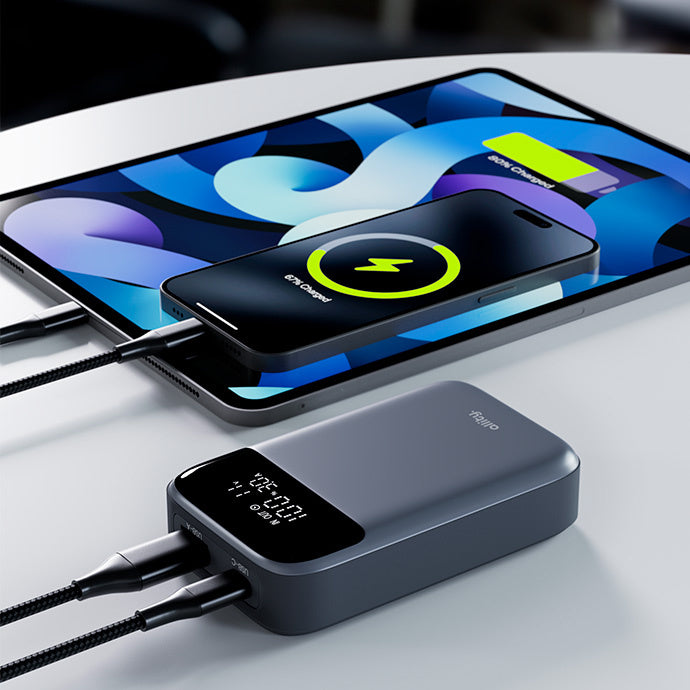 Externe Batterij Allity. APB-200 PocketPower, 10000mAh, 33W, QC + PD, 1 x USB-A - 1 x USB-C, Gri
