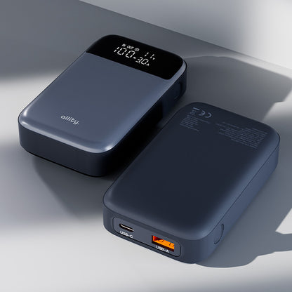 Externe Batterij Allity. APB-200 PocketPower, 10000mAh, 33W, QC + PD, 1 x USB-A - 1 x USB-C, Gri