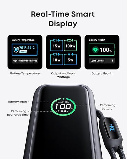 Anker Externe Batterij, 25000mAh, 165W, QC + PD, 1 x USB-A - 3 x USB-C, Grijs A1695H11